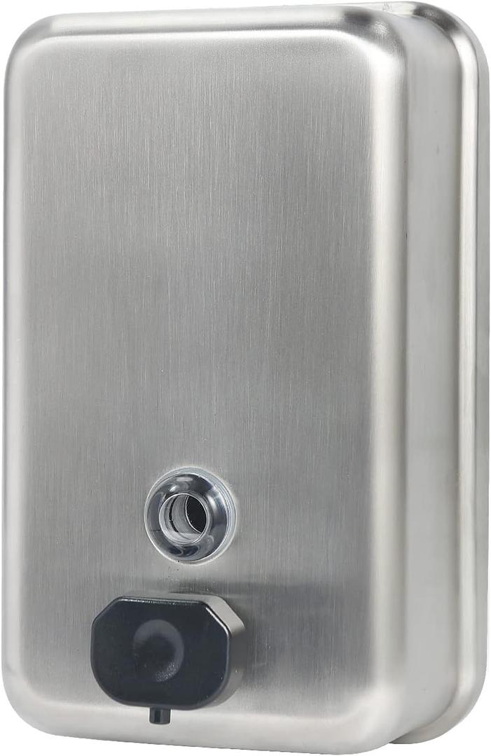 Heavy Duty Stainless Steel Wall Mount Soap Dispenser, 1100ml/37oz, with Corrosion Proof Lining and Anti-Leak Pump for Commercial & Home Bathroom Kitchen(Vertical)