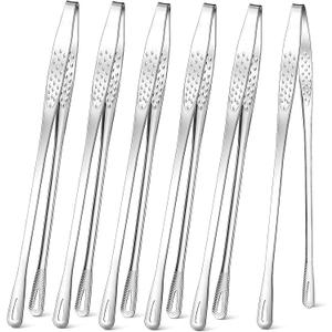 meekoo 6 Pcs 11 Inches Stainless Steel Korean BBQ Grill Tongs Japanese Barbecue Tongs for Cooking Portable Kitchenware Home Outdoor Steak Salad Food