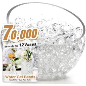 NOTCHIS 70,000 Clear Water Gel Beads for Vases, Transparent Water Gel Beads for Vase Filler, Candles, Wedding Centerpiece Floral Decorations