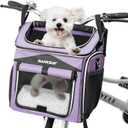 BARKBAY Dog Bike Basket Carrier, Expandable Foldable Soft-Sided Dog Carrier, 2 Open Doors, 5 Reflective Tapes, Pet Travel Bag,Dog Backpack Carrier Safe and Easy for Small Medium Cats and Dogs(Purple)