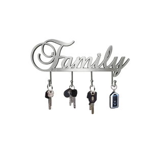 Myartte Key Holder- Key Hooks Decorative for Wall Decorative Zinc Alloy Key Organizer Rack with 4 Hooks -with Screws (Antique Sliver Family)