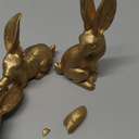 DN DECONATION Easter Decor Bunny Figurines, Vintage Gold Bunny Decor, Resin Small Rabbit Statue Set of 3, Easter Rabbit Bunnies for Table Spring Home Decorations
