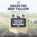 Beef Tallow Soap Bar All Natural Grass Fed Tallow Soap Unscented Moisturizing Face & Body Wash Great for Eczema, Dry, Itchy, Sensitive Skin Handcrafted Bath Soap for Adults, Kids, Made in USA