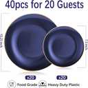 40 Pcs Blue Plastic Plates, Navy Blue Plates Disposable With Gold Rim, Blue Plates Heavy Duty for Patriotic Day Graduation Party Birthday Wedding