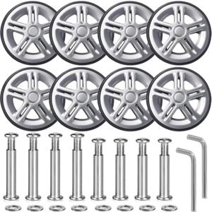 Luggage Suitcase Replacement Wheels Luggage Replacement Wheels Wear-Resistant Mute Suitcase Rubber Swivel Caster Repair Kits (Sliver-55mm-8pcs)