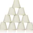 Chandelier Lamp Shades Small Lamp Shade Clip on Fitter Lampshade Linen Lamp Shades, 3" x 6" x 5", Set of 10 (Beige)