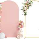 Wokceer 7.2 FT Wedding Arch Stand and Arch Cover, Metal Arch Backdrop Stand with Arch Stand Cover for Birthday Party Wedding Ceremony Bridal Baby Shower Event Decor, Pale Pink