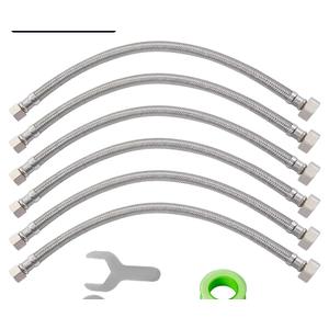 (6 Pack) SUNGATOR 16 Inch Faucet Supply Lines, 3/8" Female Comp Thread x 1/2" FIP Thread Sink Hose, 16" Stainless Steel Braided Faucet Supply Line for Bathroom