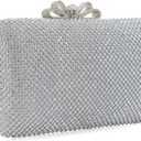 Dexmay Rhinestone Clutch Purse with Crystal Bow Clasp Evening Bag Wedding Party Dressy Handbag