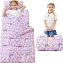 Toddler Nap Mat for Preschool 50''x30'' Sleeping Mat with Removable Pillow and Minky Blanket for Kids Ages 3-7 Roll Up Soft Sleeping Bag for Boys Girls Kindergarten Daycare Sleepover