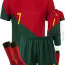 Kids Soccer Jersey Set for Boys Girls Training Uniform Youth Jerseys (Green, L)