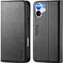 TUCCH Case Wallet for iPhone 16 Plus, [3 Card Holder Slots] Folio PU Leather Cover, [RFID Blocking] Stand Flip TPU Shockproof Interior Case Compatible with iPhone 16 Plus, Black