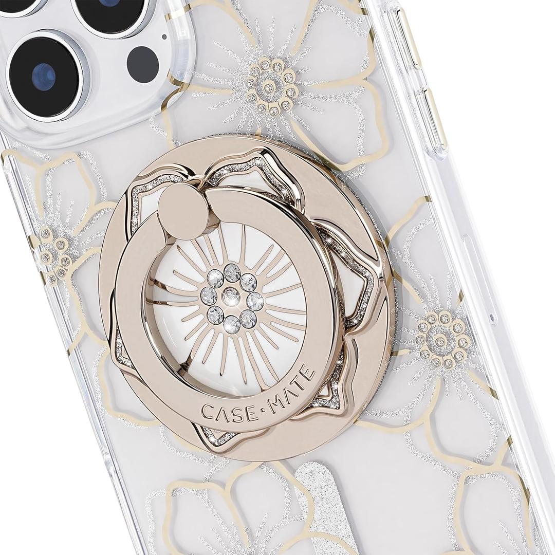 Case-Mate Magnetic Phone Grip & Ring Stand - Collapsible and Removable MagSafe Accessories for iPhone 17 Pro Max /16 Pro Max/15/14/13/12/S25 Ultra - Floral Gems