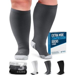 Doctor's Select 3 Pairs Plus Size Compression Socks Wide Calf  | 20-30 mmHg Compression Socks for Women Wide Calf 3XL