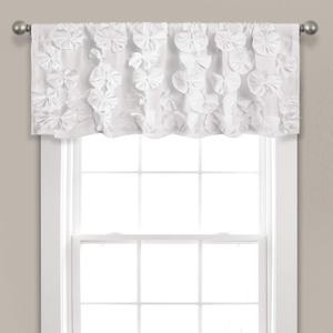 Lush Decor Riley Window Valance, Single 54" W x 18" L, White - Valance Curtains - Kitchen Valances for Windows - Bathroom Window Curtains