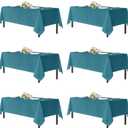 sancua Teal Tablecloths for 6 Foot Rectangle Tables, 6 Pack - 60x102 Inch - Washable Fabric Cloth Table Cloth for Wedding, Party, Birthday, Banquet, Reusable Polyester Table Covers
