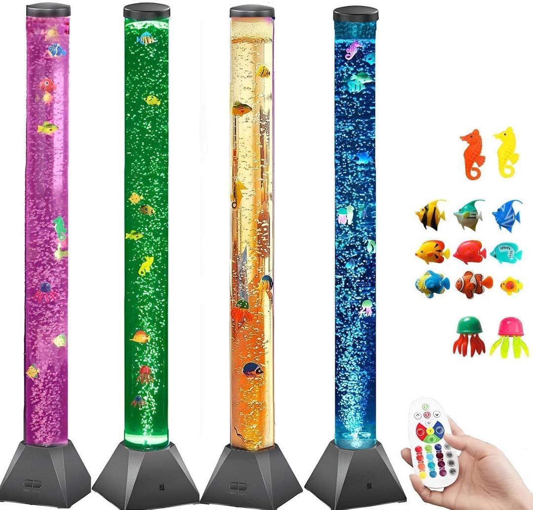 Sensory Bubble Tube Night Lamp, LED Water Fish Lamp for Kids with Autism ADHD, Stress Relief Calming Light for Adults, Bedroom Living Room Decor