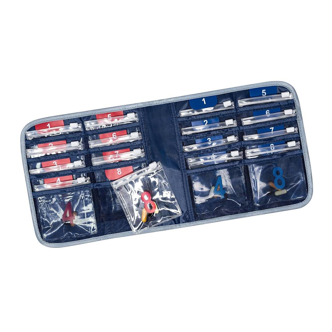 Lewis N. Clark Travel Pill Organizer, for Vitamins, Medication, Prescriptions, Or Medicine Storage, 16 Slot Pouch, Navy
