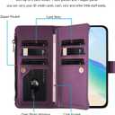 Wallet Case for Google Pixel 10a (2026), with 1 Long Shoulder Strap, 1 Short Wrist Strap, 9 Card Slots, 1 Cash Pocket, Wireless Charging, Magnetic Closure, Kickstand (Purple)