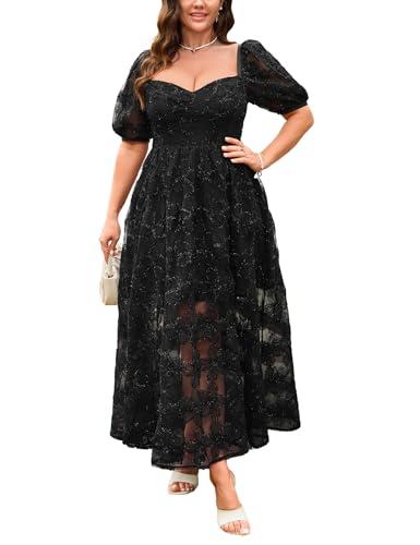 EYWOL Plus Size Wedding Guest Dresses for Curvy Women - Black Cocktail Dress - Plus Size Black Prom Dresses - Evening Ball Gowns - Formal Dress.XL