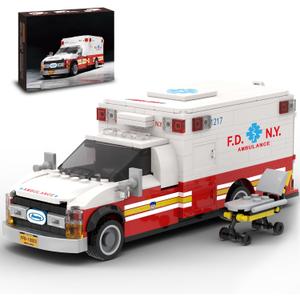 Ambulance Building Set, Emergency Rescue Vehicle Model Kit, Collectible Display Model for Adults & Teens 14+, Compatible with Lego Ambulance Set, 660 PCS