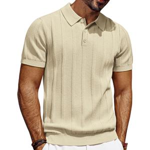 PJ PAUL JONES Mens Polo Shirts Short Sleeve Textured Knit Polo Shirt Ribbed Casual Golf Shirts, Size 2XL