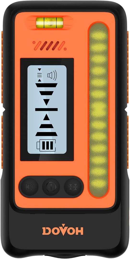 High Accuracy Laser Level Receiver : Dual LCD Display Laser Level Detector 197ft in Sunlight Outdoors, Loud Speaker, IP54 Shock-resistant, DR1