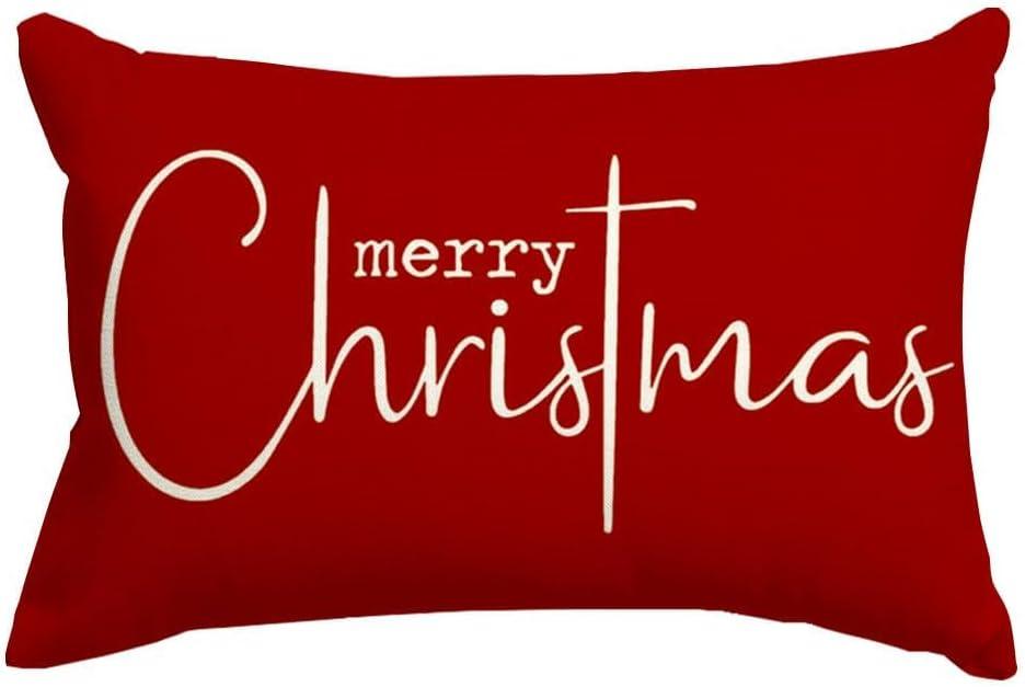 RABUSOFA Christmas Pillow Covers 12x20 Red Velvet Merry Christmas Saying Winter Decorative Throw Pillow Cases,Farmhouse Holiday Xmas Decorations Lumbar Cushion Covers Soft for Couch Sofa Red