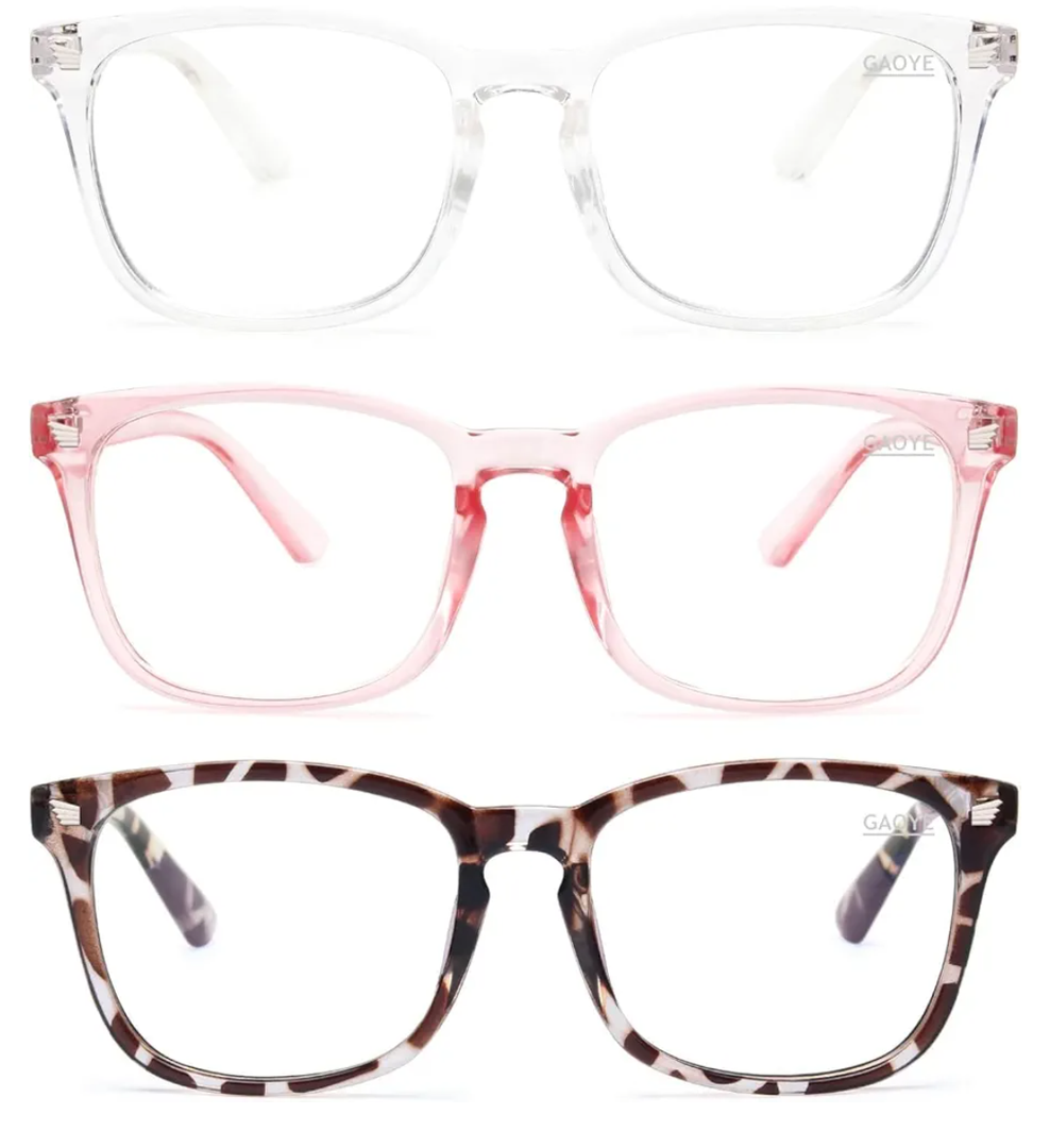 Gaoye Stylish Blue Light Glasses for Woman - Computer Glasses 99% Blue Light Blocking - Lightweight TR90 Frames - 3 pack