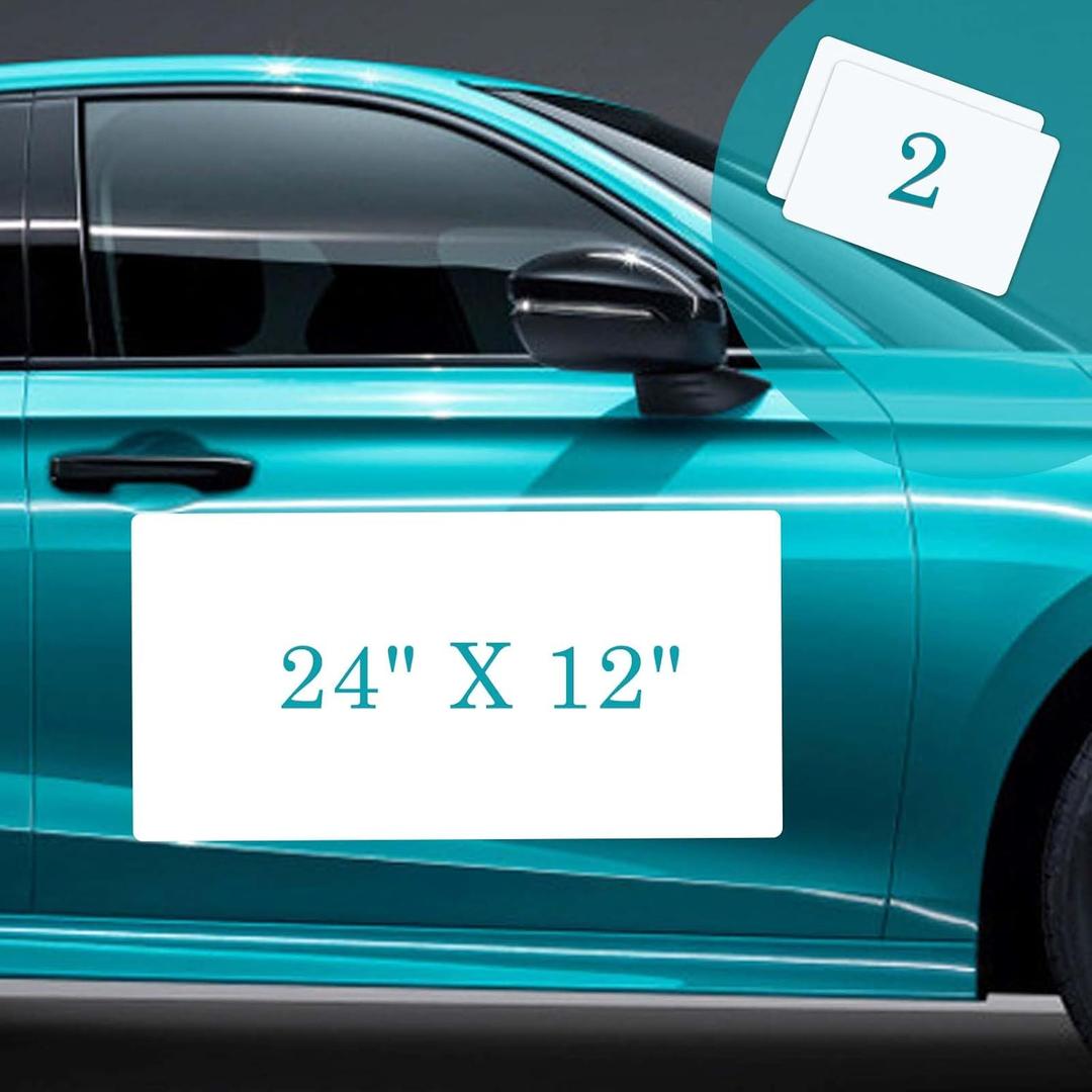 Blank Car Magnets with 40 mils-24” x 12” Rounded Corners Flexible Magnetic Sheet, Door Magnets for Vehicles to Advertise Business and Cover Company Logo （2 Pack）