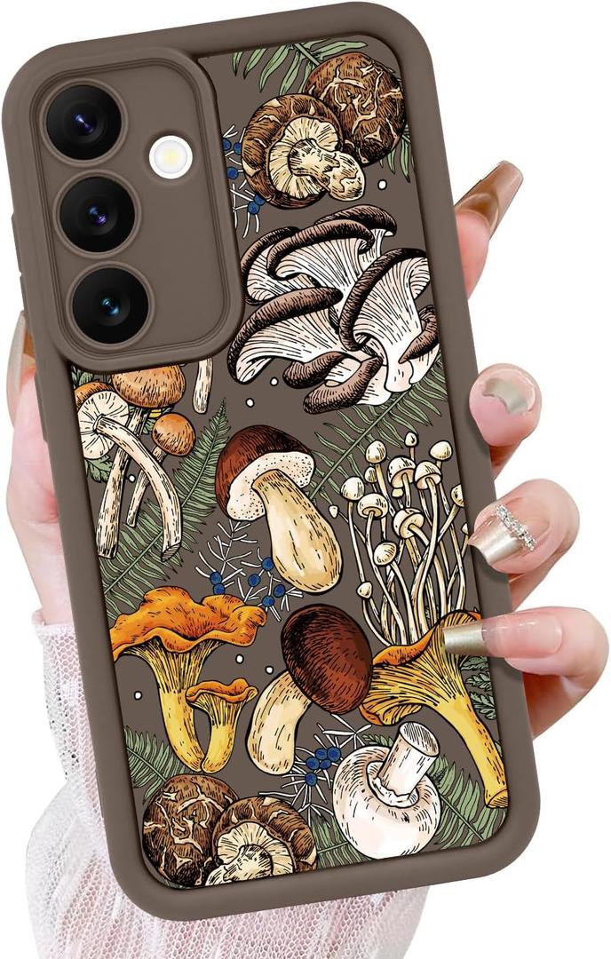 KANGHAR Brown Case for Samsung Galaxy S25 Plus Case, Cute Mushroom Art Design Soft TPU Shockproof Protective for Women Girls Slim Phone Cover-Brown