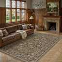 Brown Area Rug 9x12 Vintage Floral Distressed