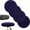 Tatuo Round Bar Stool Seat Covers Washable Stool Cushion Slipcover Elastic Bar Chair Covers for 14-17 Inch Chair (Navy Blue, 4 Pieces)