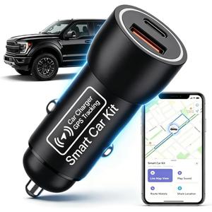Car GPS Tracker & Charger, GPS Tracker for Vehicles, GPS Locator for Anti-Theft & Real-Time Parking Location, No Monthly Fee, No SIM Card, Only with iOS, Perfect for Cars Trucks Family Fleets