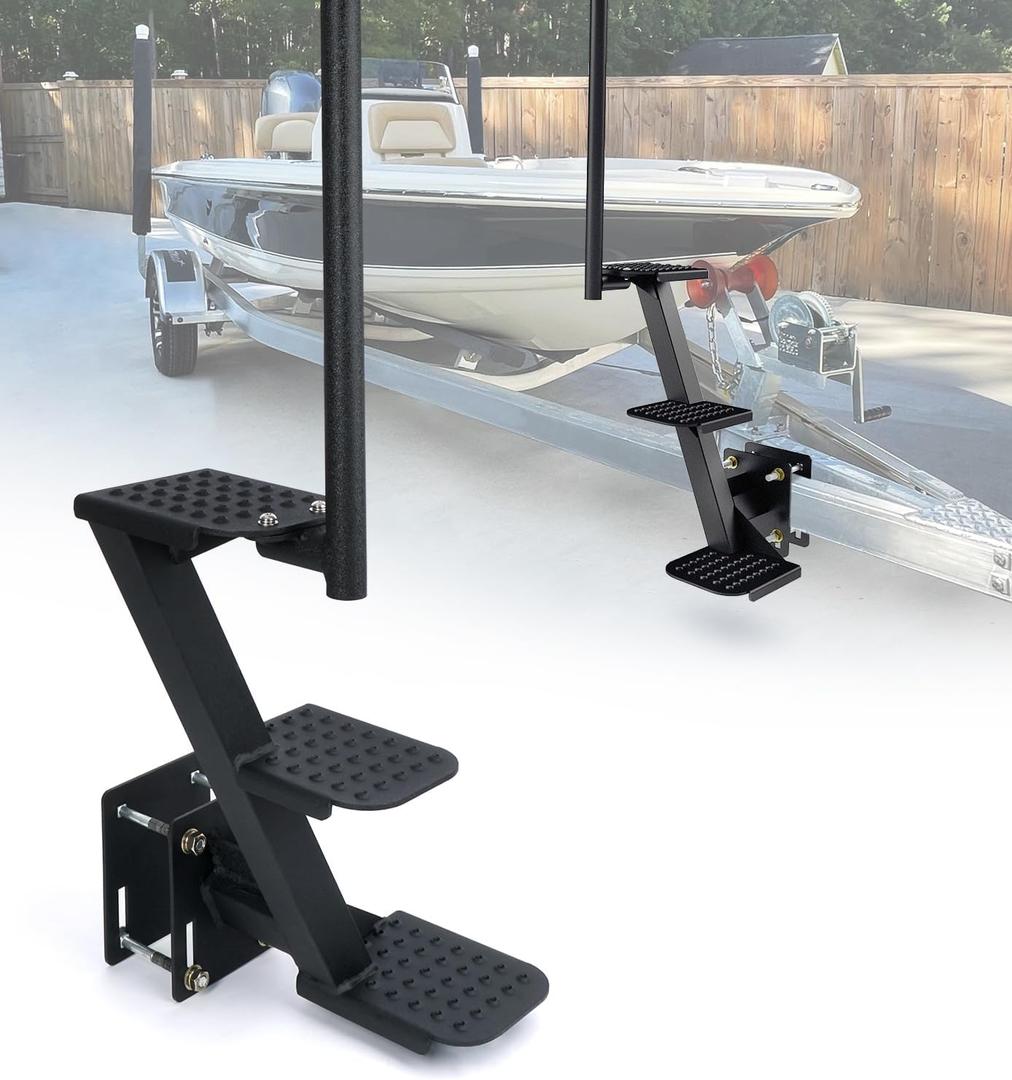 Heavy-Duty Boat Trailer Steps with Handle, Easy Installation,Universal Fits for Trailers Tongue Step, Patent Pending