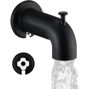 Slip-On Extra Long Tub Spout with Diverter, 1/2 Inch Slip Fit Connection,Matte Black