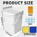 6 Pcs 5 Gallon Square Bucket with Lid Food Storage Container with Plastic Handle,Industrial Bucket with DIY Label Stickers and Towel for Paint Storage Tanks Handicrafts
