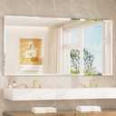 TETOTE 72" x 36" Rectangle Tempered Mirror with Frameless Beveled Edge for Vanity and Bathroom