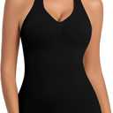 JOYSHAPER Shapewear Camisole with Built in Bra Compression Halter Tops for Women Tummy Control Shapewear Tank Top Padded Bras (Small, #5 Black)
