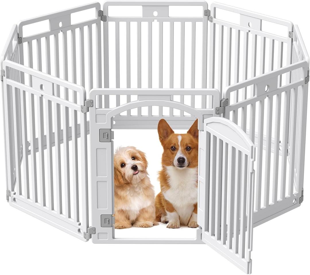 Pet Playpen with Door Dog Playpen Foldable Puppy Playpen for Puppies and Small Dogs 8-Panels Easy Assemble Easy Storing for Indoor and Outdoor (8 Panels)