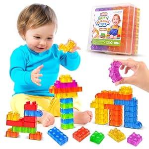 LESONG Sensory Soft Building Blocks for Toddlersï¼š36 Pcs Jelly Squishy Stacking Blocks for Toddlers 13, Sensory Toys for Kids with Autism, Travel Baby Learning Toys Birthday Gifts Girls Boys