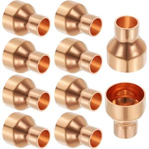 PATIKIL 1" to 1/2" Nominal Size Copper Reducer, 10pcs 99.9% Pure Copper Reducing Coupling Pressure Fitting Pipe Tube Connector Adapter Sweat Solder Connection