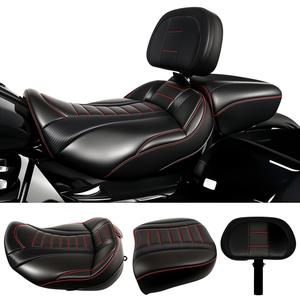 Driver Passenger Solo Seat Backrest Kits Compatible With For Harley Touring Street Road Glide FLHX FLTRX ST 2024 2025 2026 (Black Red)