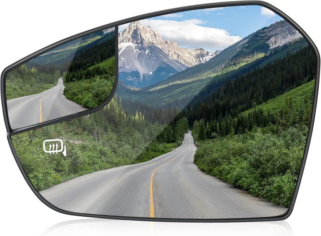 Left Driver Side Mirror Glass Replacement Compatible with 2017 2018 Ford Escape Rear View Side Heated Mirror Replace GJ5Z17K707E
