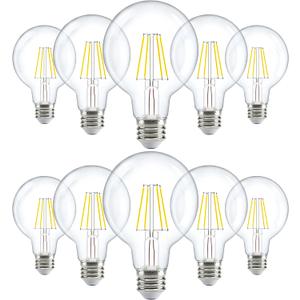 Sunco 10 Pack G25 LED Vanity Light Bulbs, Filament Edison Globe, Vanity Lighting Bulb for Bathroom Bedroom, 500 LM, 5W (60W Equivalent), 5000K Daylight, Dimmable, E26 Base, Clear UL