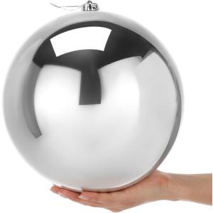 Hiboom 12 Inch Large Plastic Christmas Ball Ornament Shatterproof,Silver