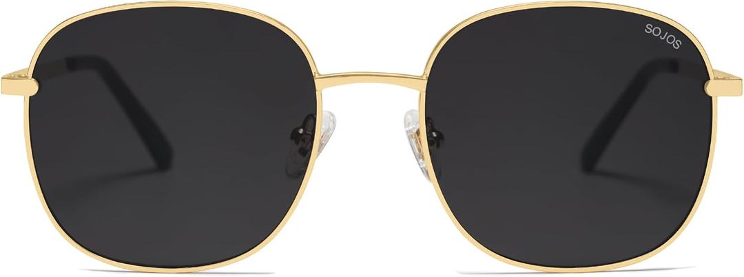 SOJOS Classic Trendy Square Sunglasses for Women Men Cute Big Frame Gold Shades SJ1137 (Bright Gold/Grey)