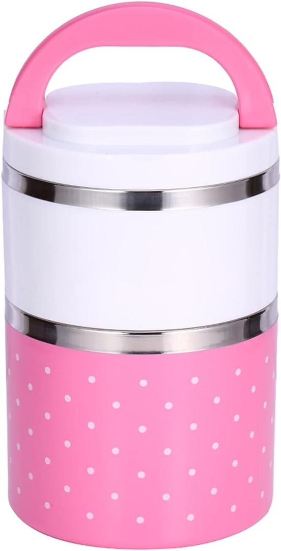 Acouto lunch containers for hot food, 2 Layer Stainless Steel Lids, Stainless Steel Insulation Thermo Thermal Lunch Box Food Container Hot