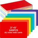 Harloon 100 Pcs Dry Erase Index Cards 3 x 5 Inch Laminated Reusable Dry Erase Note Cards Sheets for Office to Do List(Colorful)