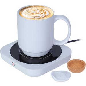 Coffee Mug Warmer & Mug Set for Desk, Electric Coffee Cup Warmer with Ceramic Mug, Smart Heated Coffee Mug with Auto Shut Off for Office/Home, Christmas/Birthday/Coffee Gifts for Men & Women,White